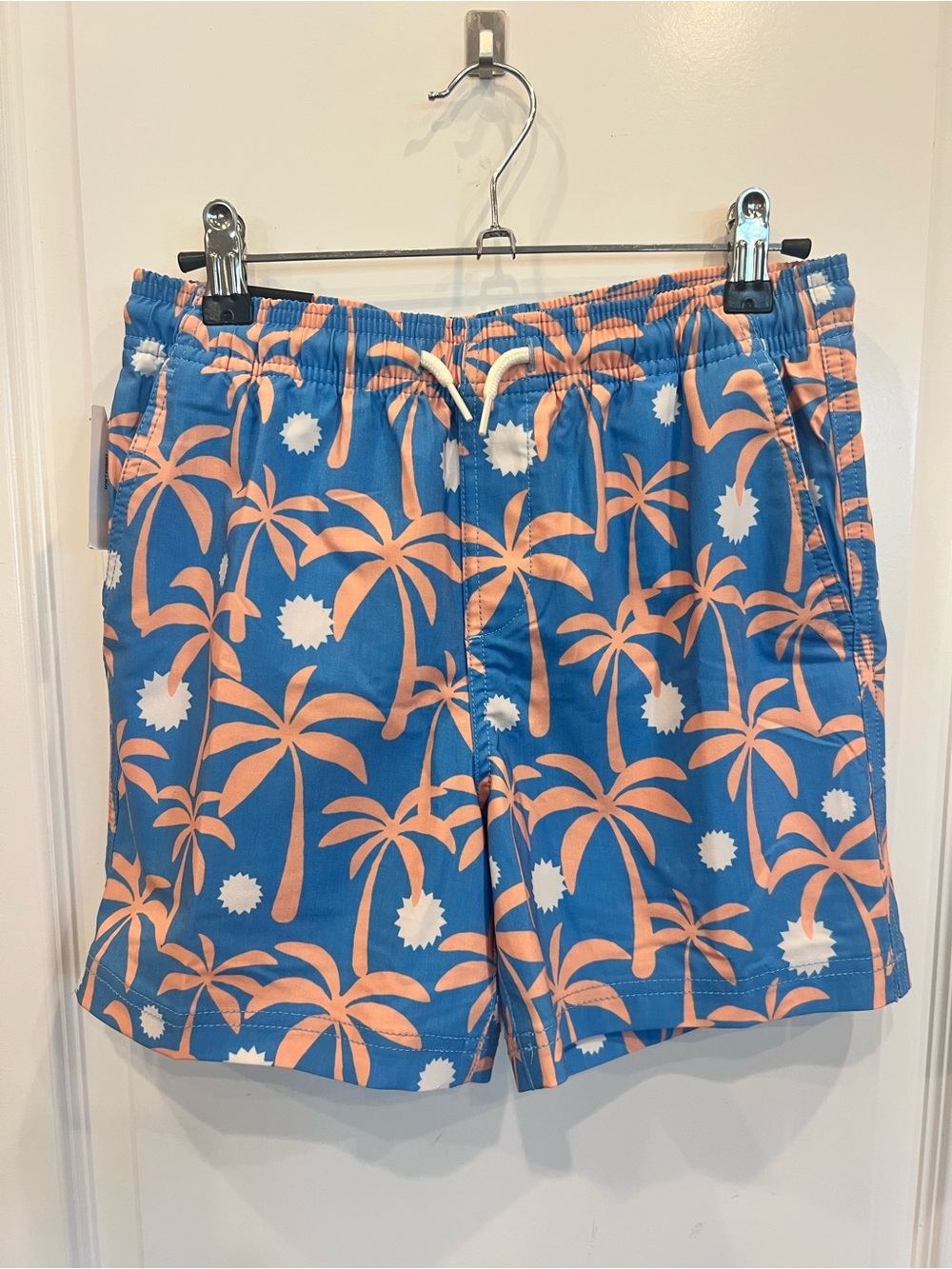 RSQ Boys Large Blue Swim Trunks with Palm Pattern